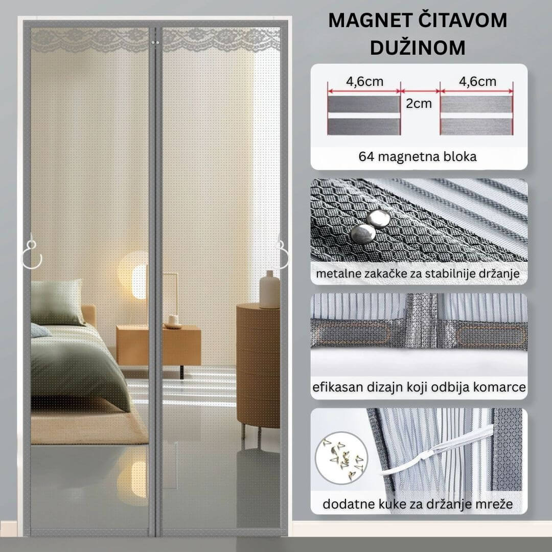Magnetni komarnik za vrata 100x210cm